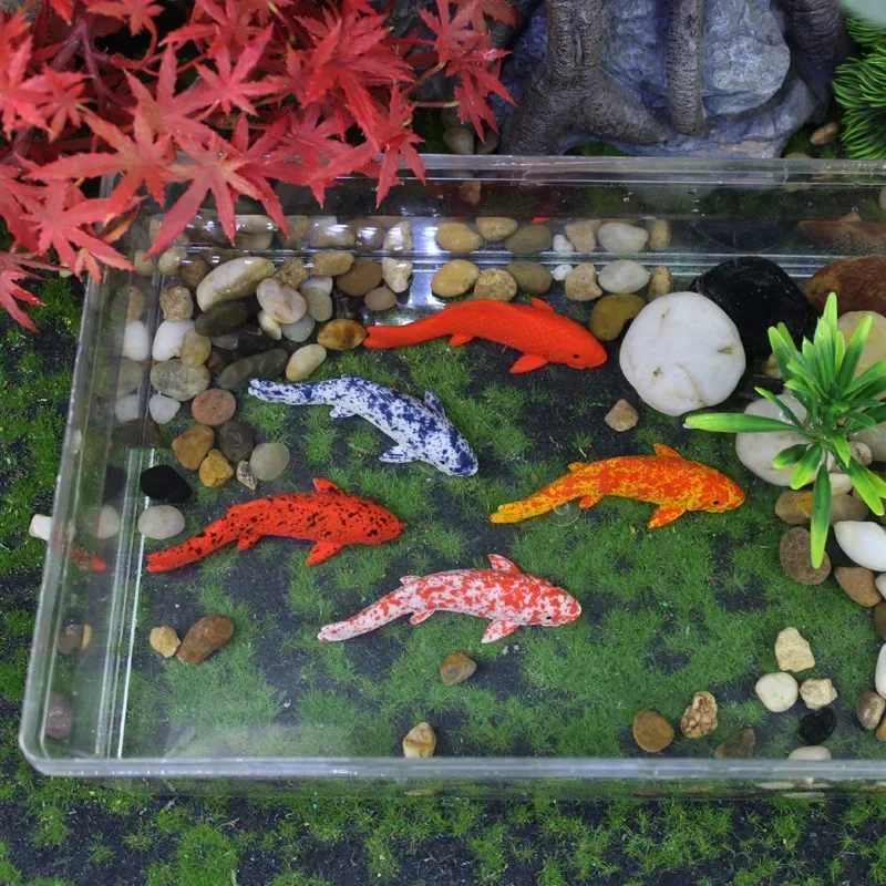 Beautiful Koi Fish Figurines Aquarium Decorations Vivid Colorful Resin Fishes Desk Top Decoration Gift for Friends