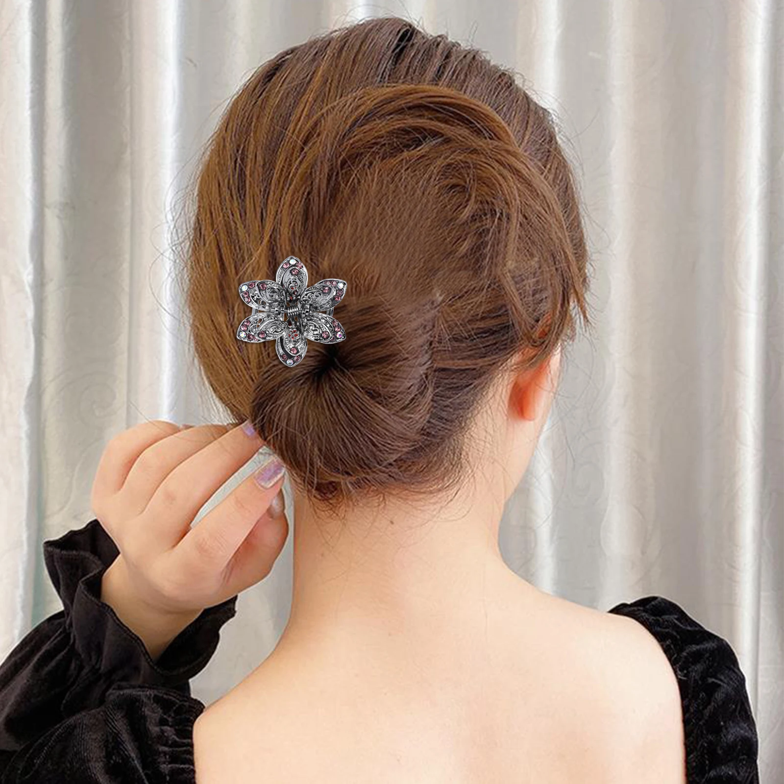 

2pcs Crystal Point Hair Claw Clips Metal Accessories for Girls Stylish Shaped Non Slip Durable Easy to Use Hair Care Styling