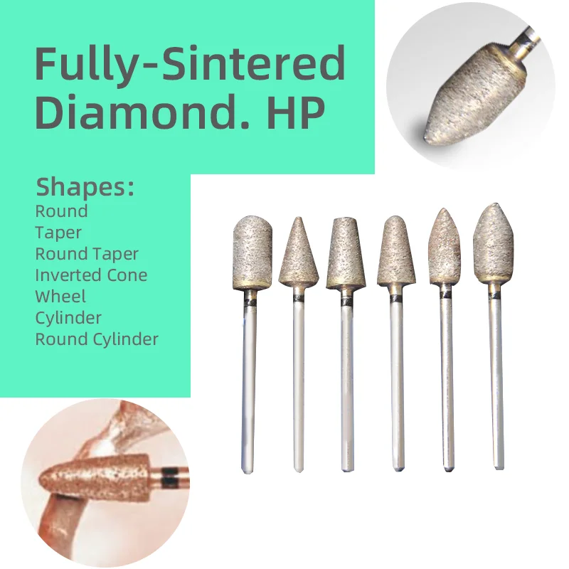 10 Pcs/kit Dental Burs HP Laboratory Technician Fast Trimming Fully-Sintered Diamond Kits For Grinding And Polishing Drill Tools