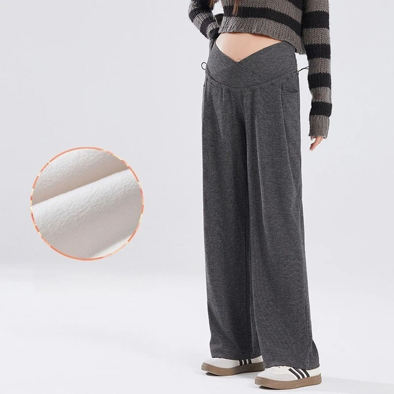 

Maternity Pants Spring and Fall Wide-Legged Low-Waisted Glutinous Casual Pants Maternity Clothing