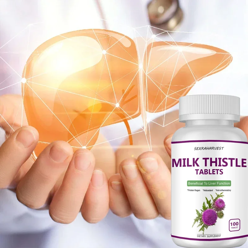 Natural Milk Thistle Capsules Liver Nourish Supplement Liver Protect Tablet Relieve Liver Cirrhosis Support Liver Detoxification