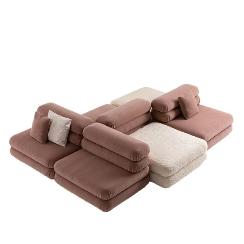 Villa free combination module sofa color matching lamb wool fabric