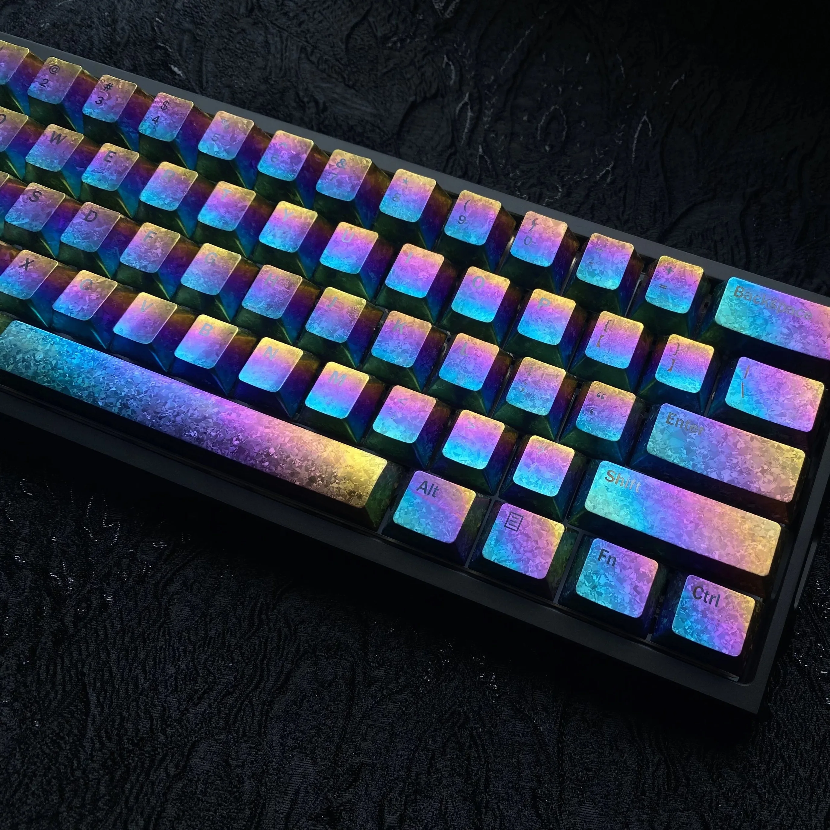 Titanium Dimension, Colorful Titanium Alloy Ice Crystal Keycap Set Compatible with Wooting 60 Fully Modified Keycaps