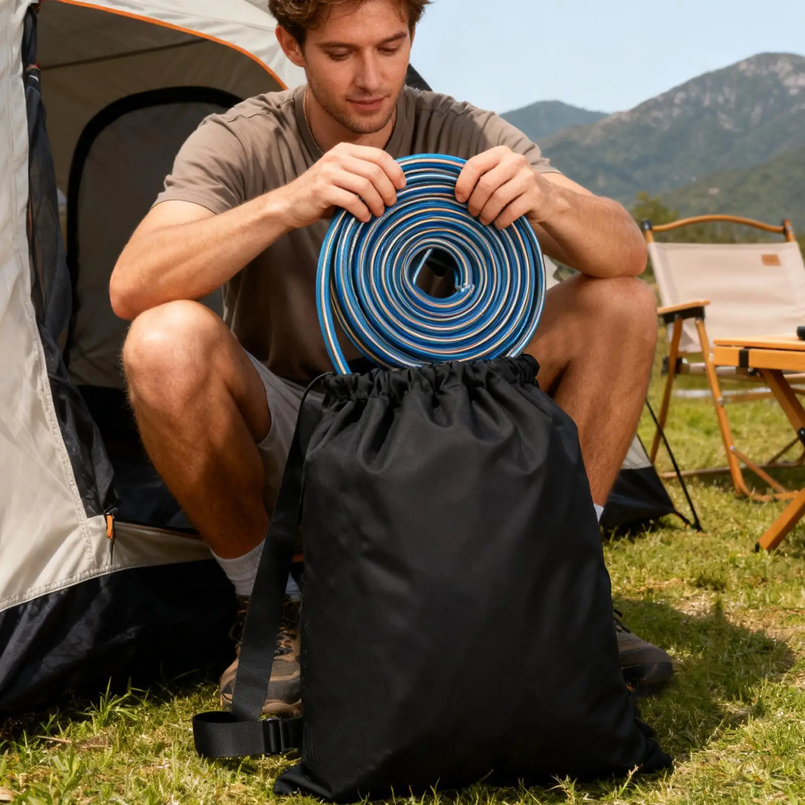 

Сумка для шланга, водонепроницаемый органайзер с шнурком, ткань Оксфорд, сумка для хранения садового шланга для патио, сада, сада, гаража, сарая, лужайки