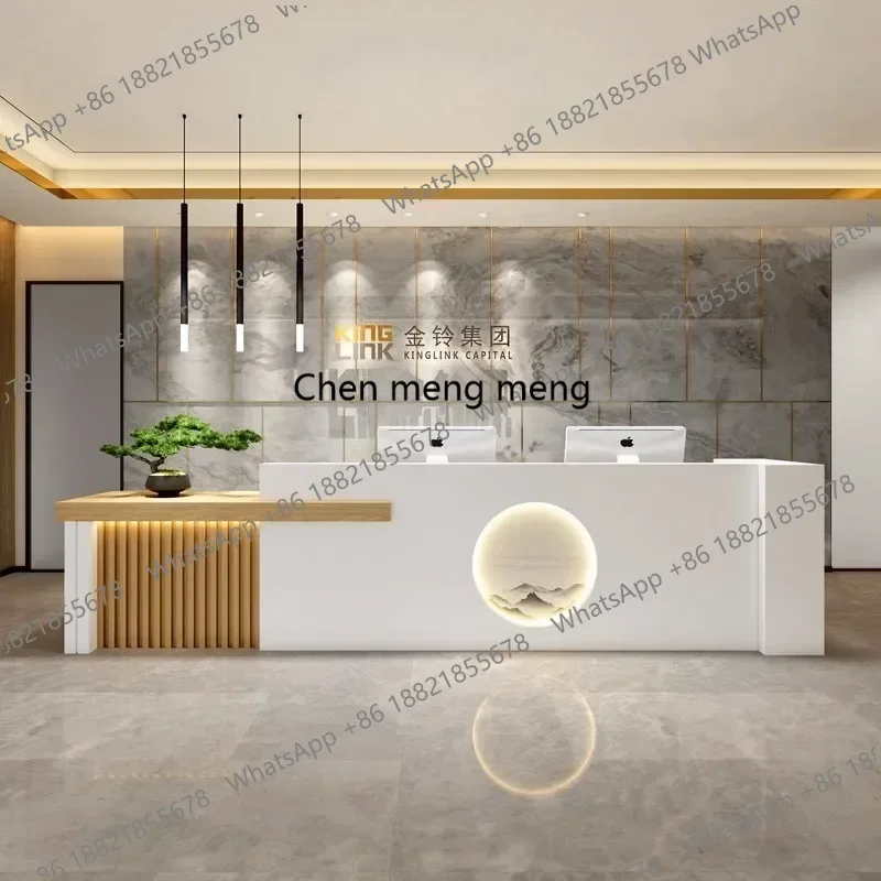 Hot sales Welcome Office Reception Desk Podium Barbershop Cabinet Conference Reception Desk Store Creative Empfangstheke Room Fu
