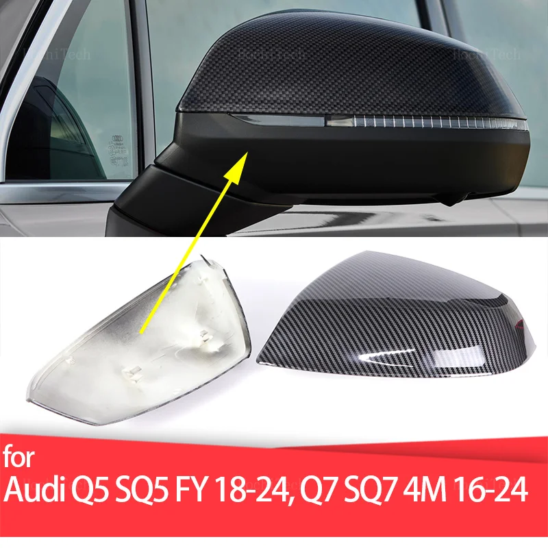 

Replacement Rearview Side Mirror Covers Cap ForAudi Q5 SQ5 FY 2018-2024， Q7 SQ7 4M 2016-2024 Carbon Fiber Glossy