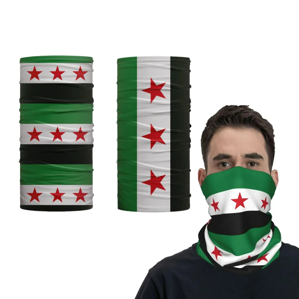 Syria Flag Bandana Neck Cover Printed The Syrian Arab Republic Face Scarf Winter Ski Hiking Scarf Gaiter Face Cover