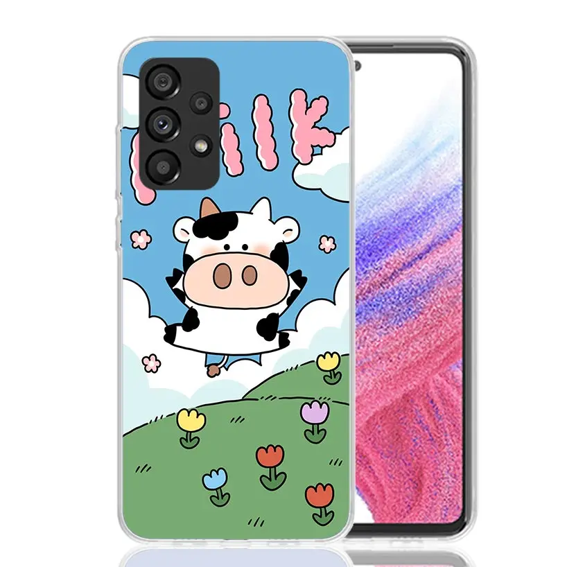 Dairy Cattle Cow Speckle Cute Phone Case For Samsung Galaxy A15 A55 A25 A35 A14 A54 A24 A34 A13 A53 A23 A33 A12 A52 A22 A32 A05S