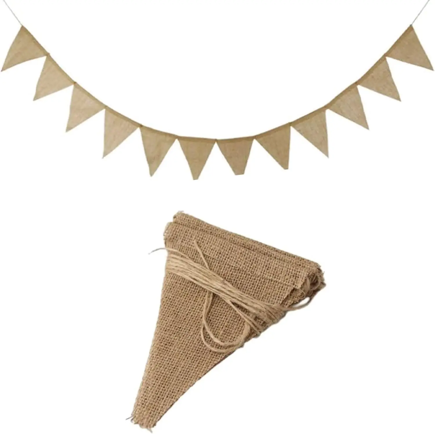 

Jute Bunting Garland, Burlap Bunting 13 Pieces