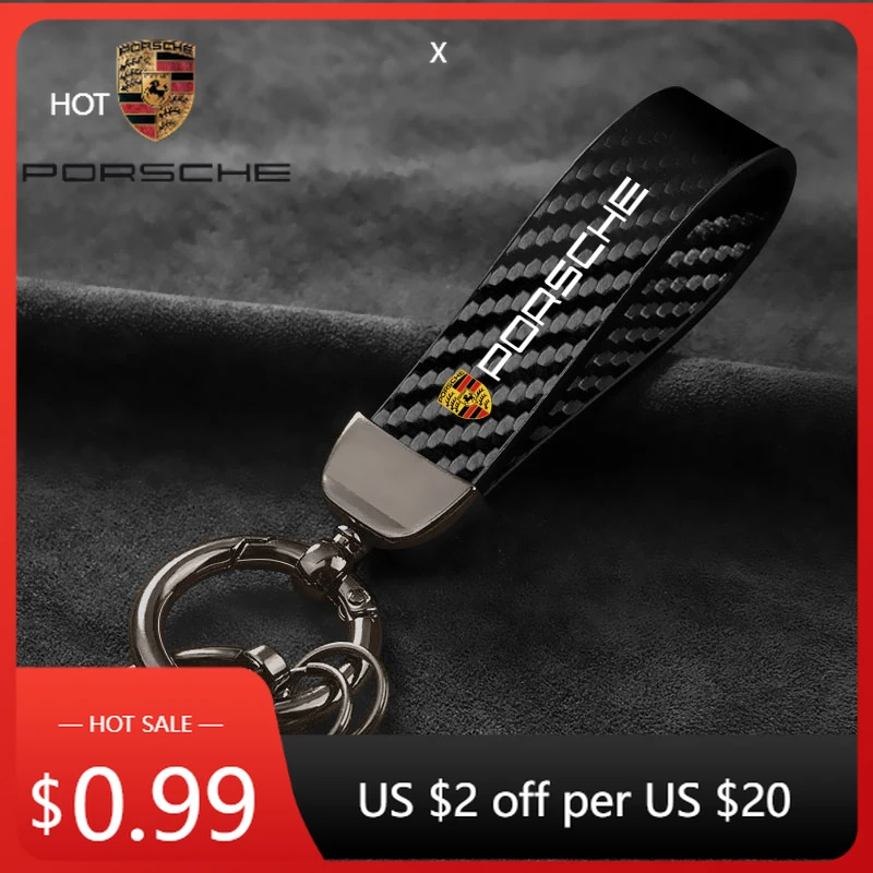 

Наклейка на автомобиль для Porsche Cayman, Cayenne, 911, Macan, кожаный брелок для ключей из карбона, цинковый сплав, брелок для Porsche 911, 718, Taycan