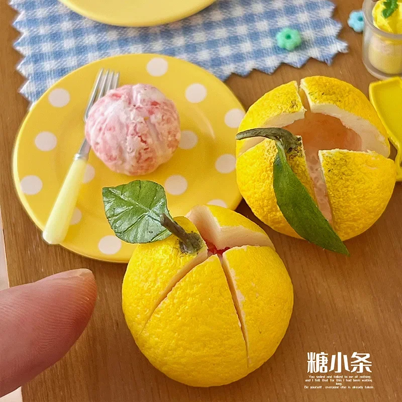 Casa delle bambole Gioco alimentare Simulazione Argilla in miniatura Frutta Cucina Scena Stampi Mini Anguria Pompelmo Cacchino Decorazione limone