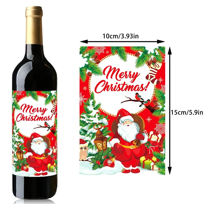 8 buah stiker botol anggur Natal Bar Label botol minuman Santa Claus Selamat Natal Label botol anggur dekorasi pesta