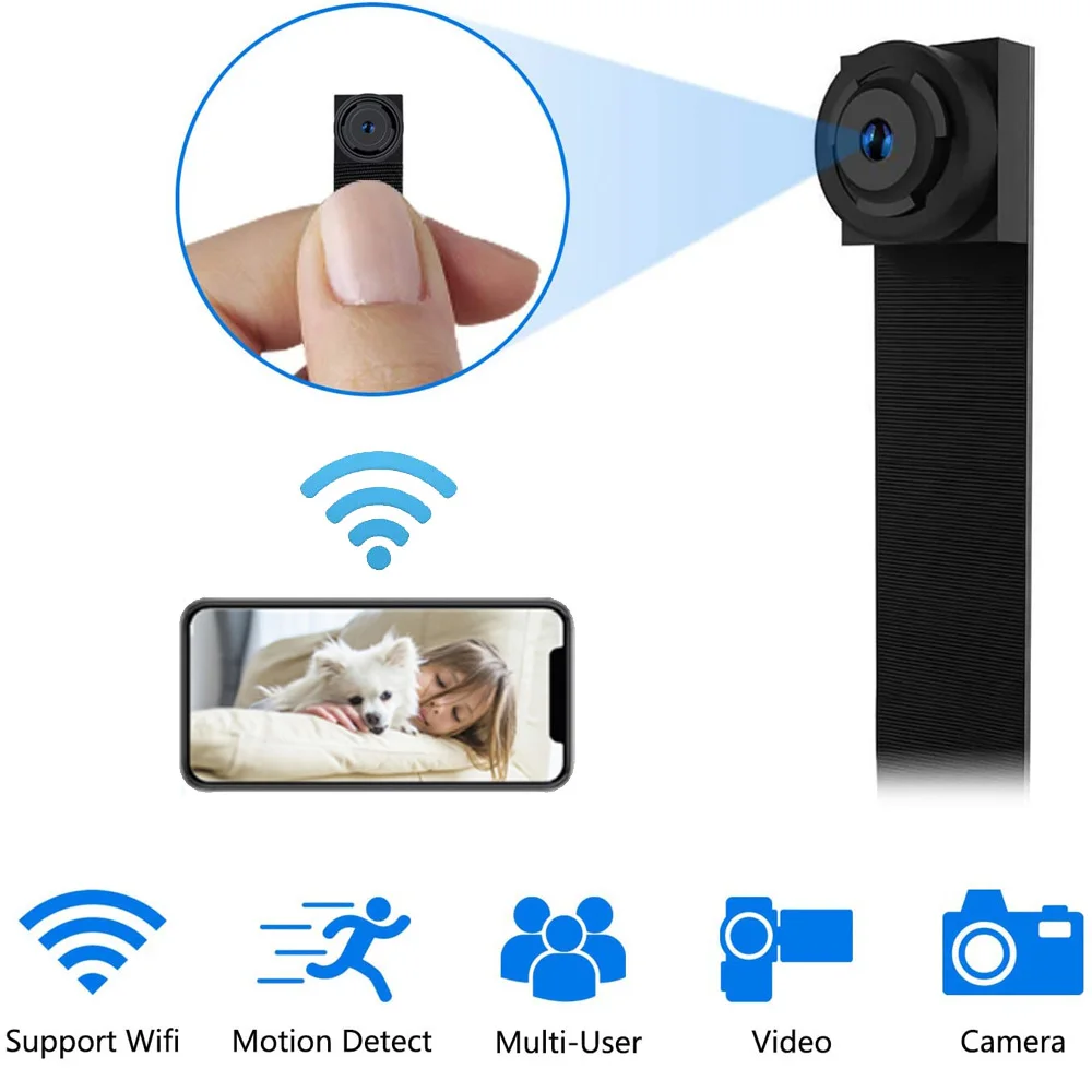 2PCS Mini Wireless Camera Diy Module Nanny Cam 1080p Wifi Cam For 120 Wide Angle Motion Detection Alarm&Record Support Phone App