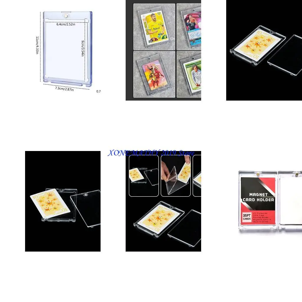 

F42F Clear Trading Cards Защиты для спортивных карт Магнитные бейсбольные футбольные хоккейные карты Хранение и дисплей.
