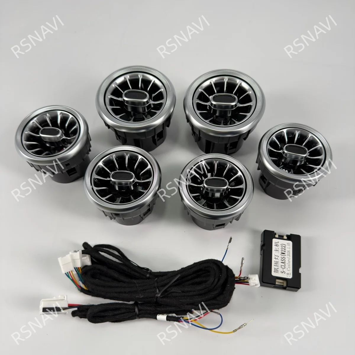 2 Doors Car Atmosphere Lamp 64/7 Colors LED Air Vent Outlet Ambient Light For  Benz S-Coupe W217 C217 Dashboard Decor Light