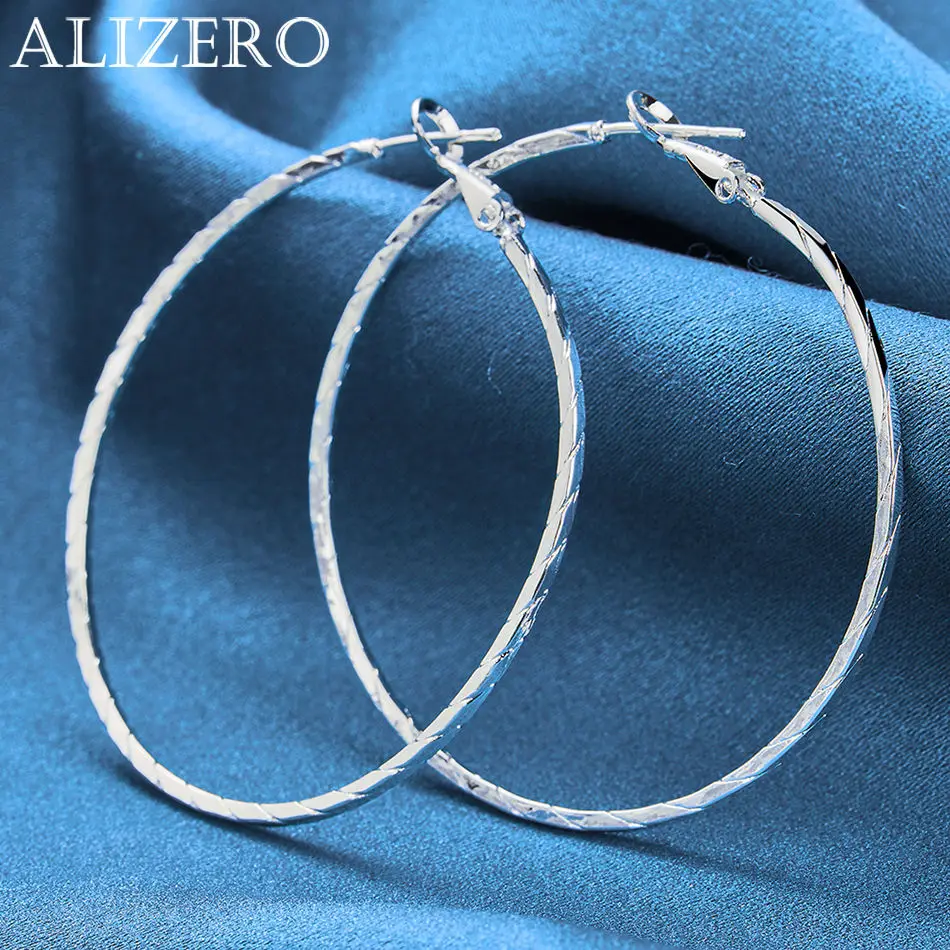 

ALIZERO 925 Sterling Silver Big Circle 50mm Hoop Earrings For Women Loop Earrings Wedding Engagement Party Gifts Fashion Jewelry