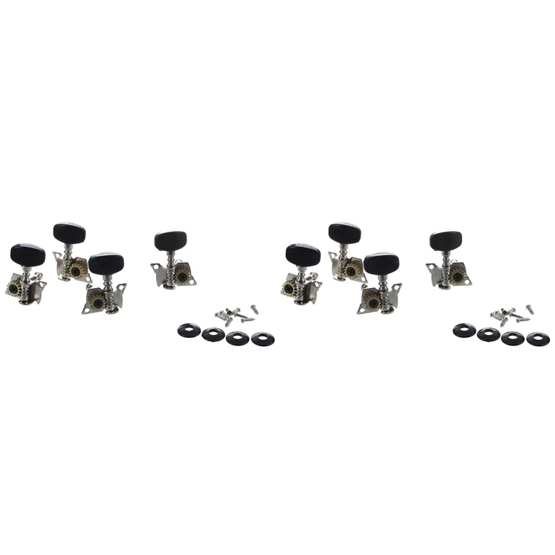 8Pcs Guitar And Small 4 String Guitar Tuning Pegs Machine Heads 4R And 4L, Mounting Screws Included--Silver And Black