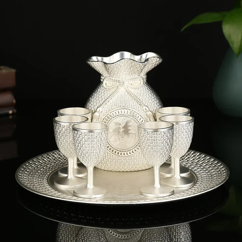 

European Style Metal Goblet Personalized Lucky Bag White Wine Glass Wine Glass Upscale Home Wine Pot Sake Set Bar Supplies