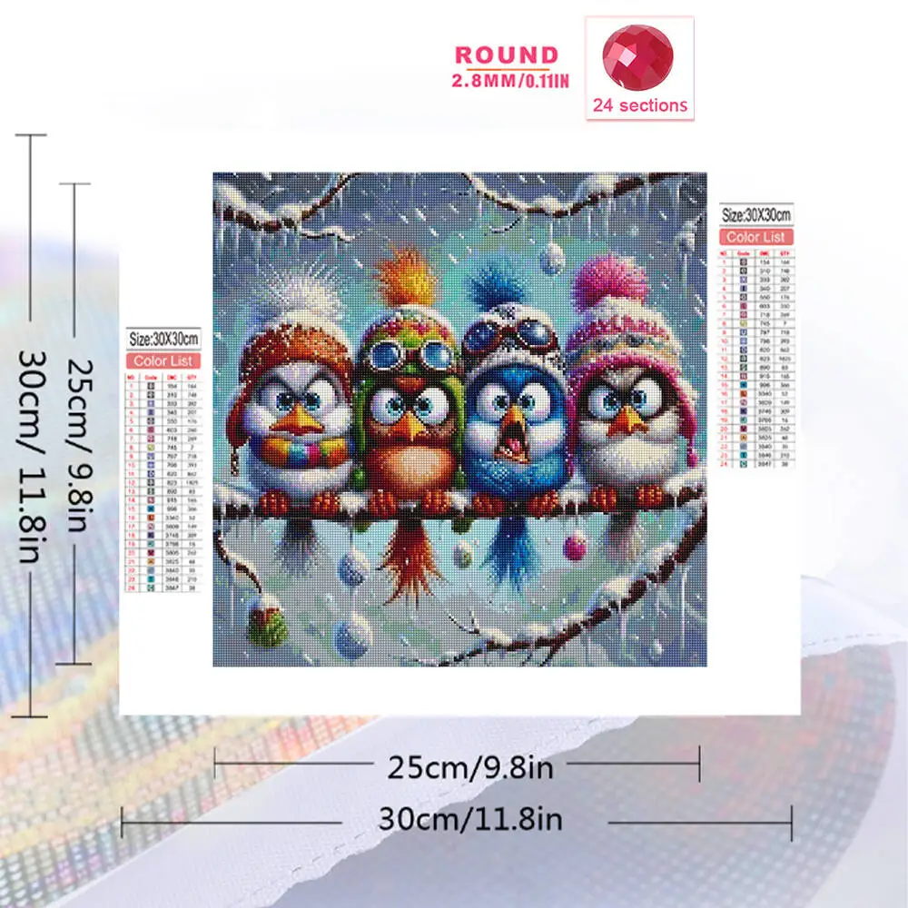 Evershine Diamond Mosaic Bird Animal Winter Full Square Round Diamond Painting Cartoon DIY New Arrival Decor For Home