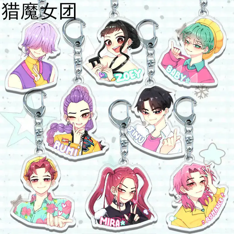Anime Słodkie Kpop Demon Hunters Zoe Rumi Mira Saja Boys Superstar Akrylowy Brelok do Kluczy Unters HUNTR/X Baby Keyring Huntr-X Zawieszka do Torby