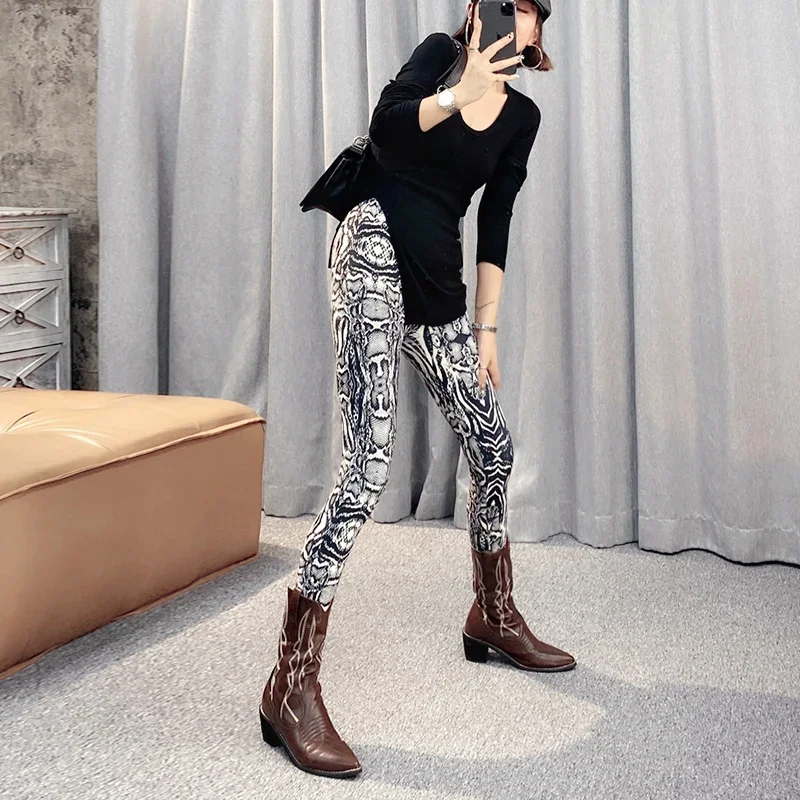 Leopard Print Leggings Women's Printed New Black White Elastic Fashion Comfortable Fitness Pants Yoga Pants Beach Sun Protection