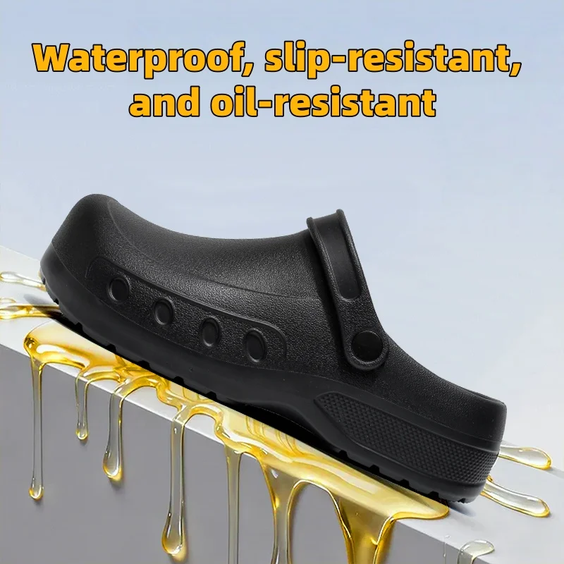 Summer Beach Slippers Men's Fashion Comfortable Platform Dual-Purpose Sandals Home Non-Slip Oil-Proof Chef Shoes Plus Size 39-51