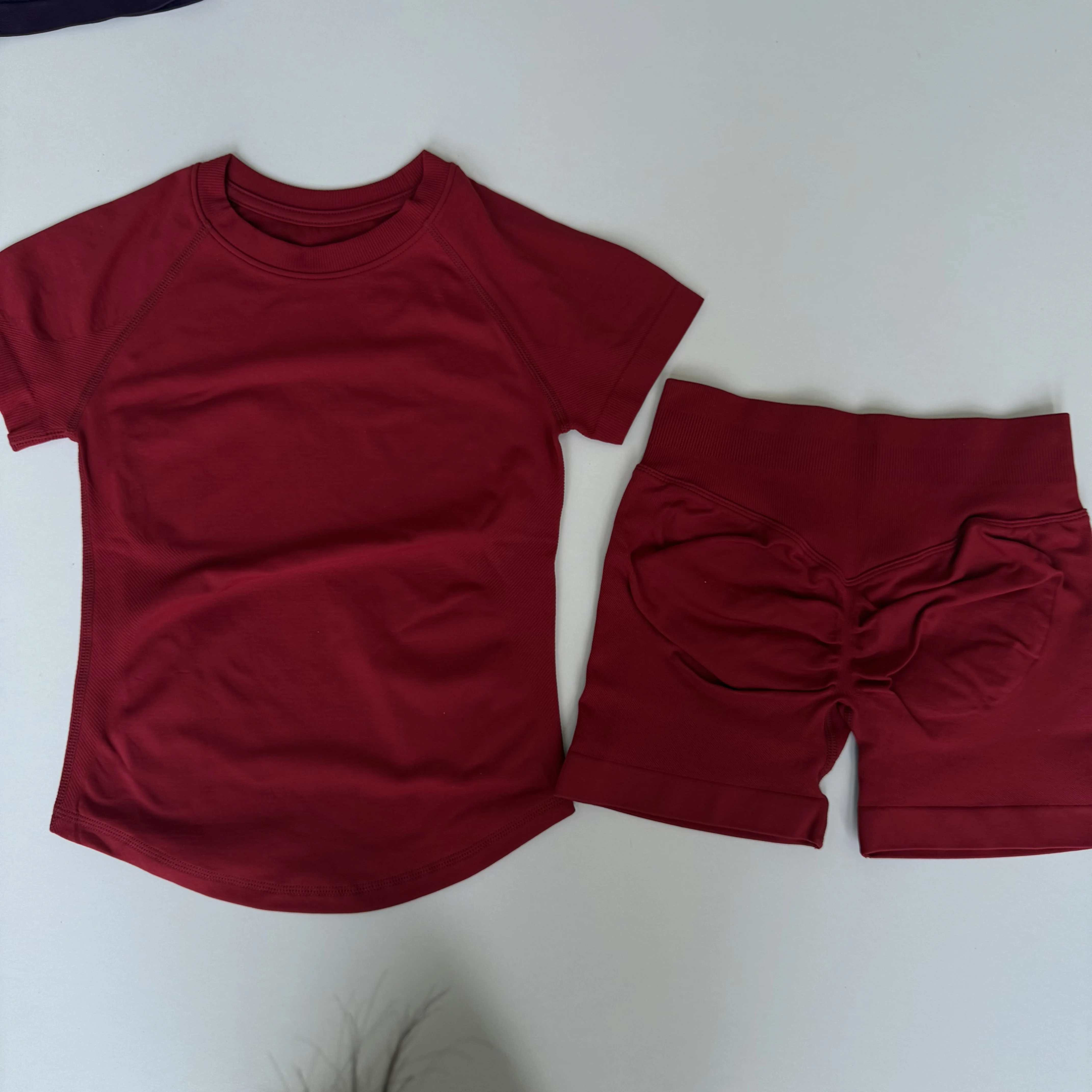 2 Pcs Sports Gym Sets Short Sleeve Seamless Yoga Clothing Fitness Set Women Workout Running Sports Short Leggings Suit