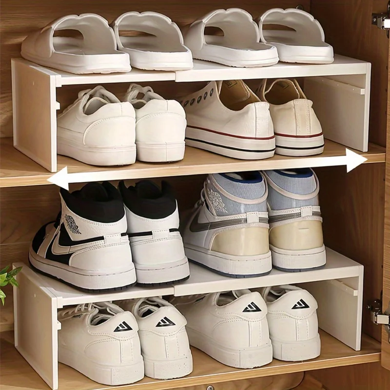 Erweiterbares Aufbewahrungsregal, Schuhregal mit Etagenförmigen Trennwänden, Schrank-Organizer, Kleiderschrank-Aufbewahrungsschrank, Desktop-Organizer-Board