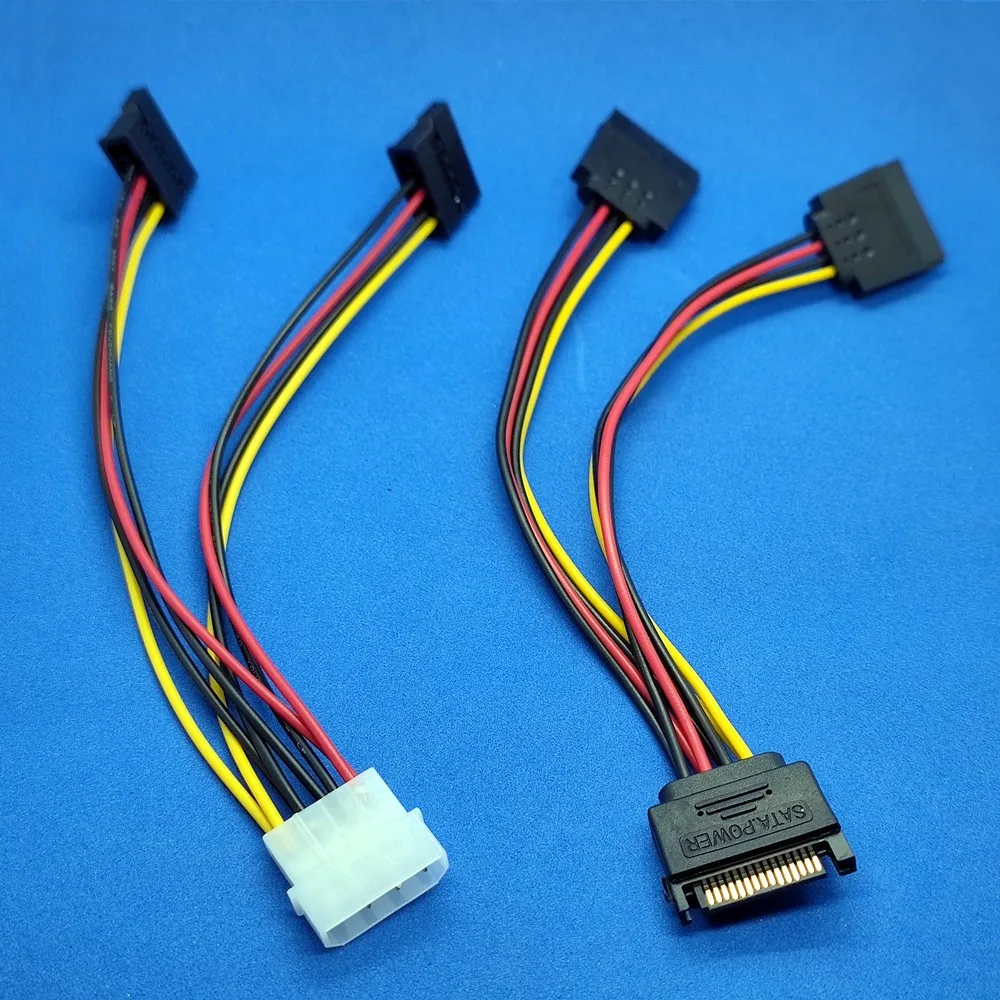 IDE Molex 4 Pin/ sata To 2 X SATA Power Cable Serial ATA Y Splitter Extension Adapter Connector