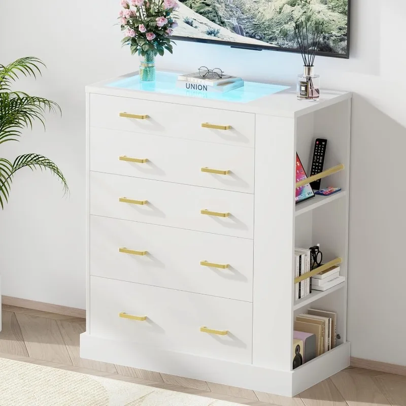 

Комод со светодиодной подсветкой и открытыми полками, верхний комод из белого закаленного стекла, современный высокий комод с ювелирными изделиями Orga