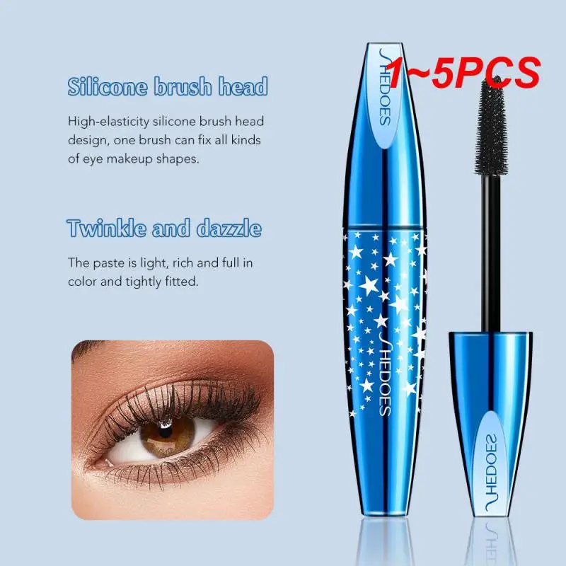 1~5PCS Star Blue Mascara Curved Brush Head Applicable General Eye Makeup Lasting Big Eye 4d Mascara Cream Nourishing Color Black