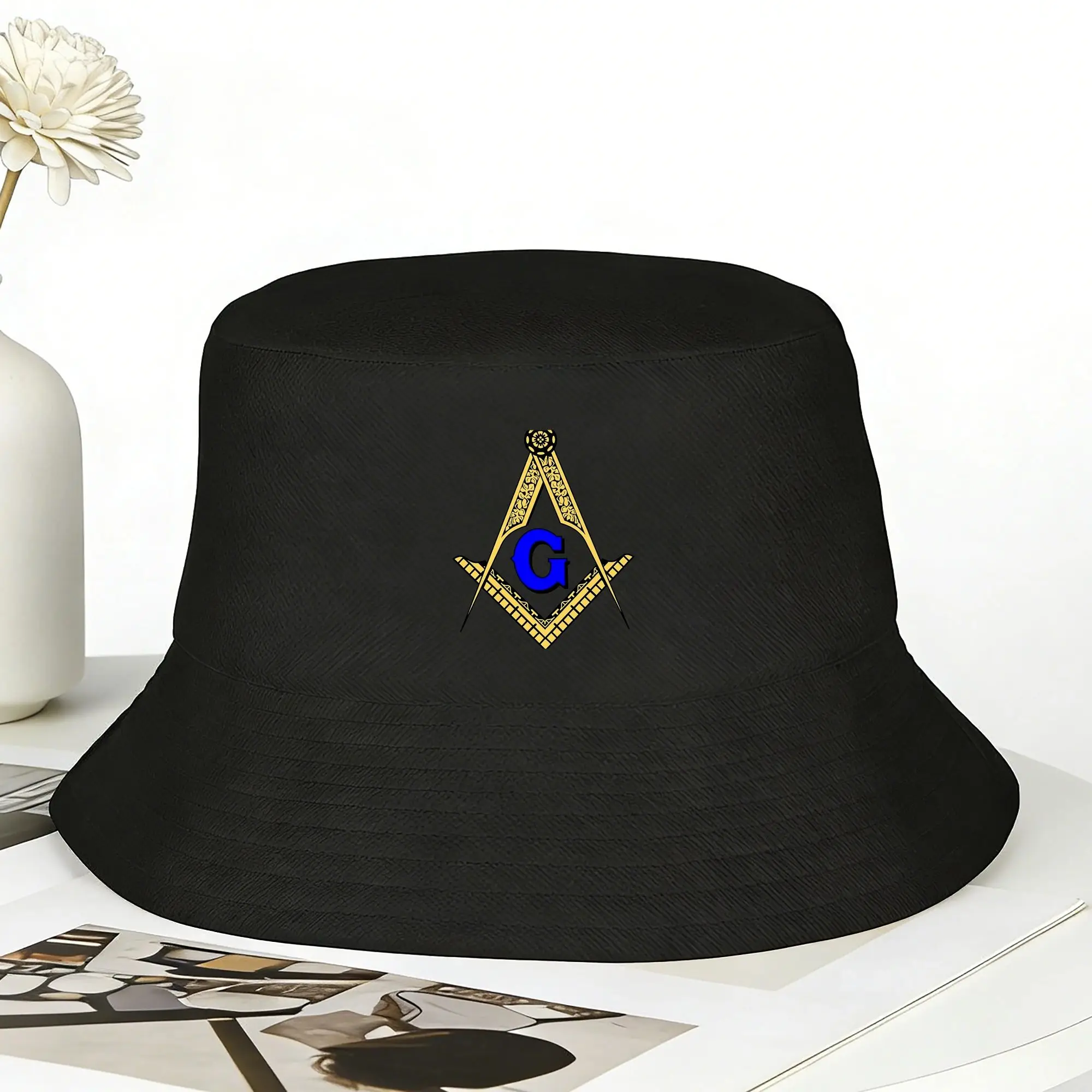 Unisex Masonic Mason Freemasonry Bucket Hat  Personality Fisherman Hats Summer Retro Fishing Caps Outdoor Design Visor Hat