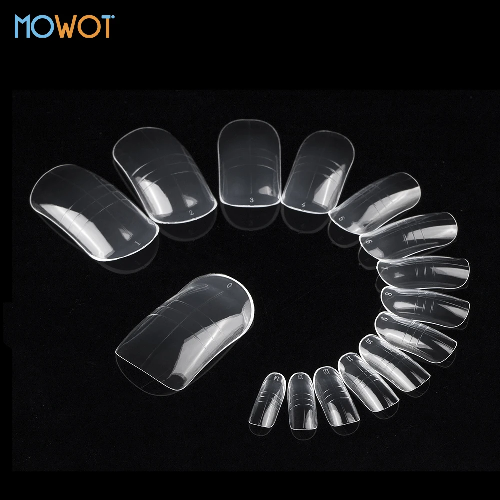 MOWOT 150 pz/scatola Doppia Forma Stampo Per Unghie Unghia Del Piede Acrilico Costruzione Rapida Stampo Per Gel Copertura Completa Punte Per Unghie Finte Estensione Superiore Forme Per Unghie