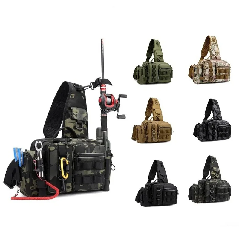 2025 New Multi-functional Fishing Chest Pack, Camouflage Waist Bag Outdoor Sports Shoulder Sling Bag, Tackle Utility Pouch