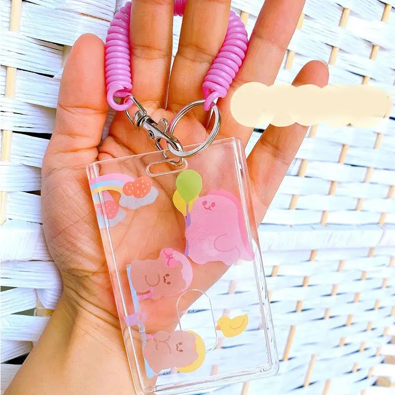 Transparent Plastic Korea Photo Card Holder Anti-lost Keychain 3 Inch INS Idol Protective Case Bag Bus Cards Sleeves Supplies