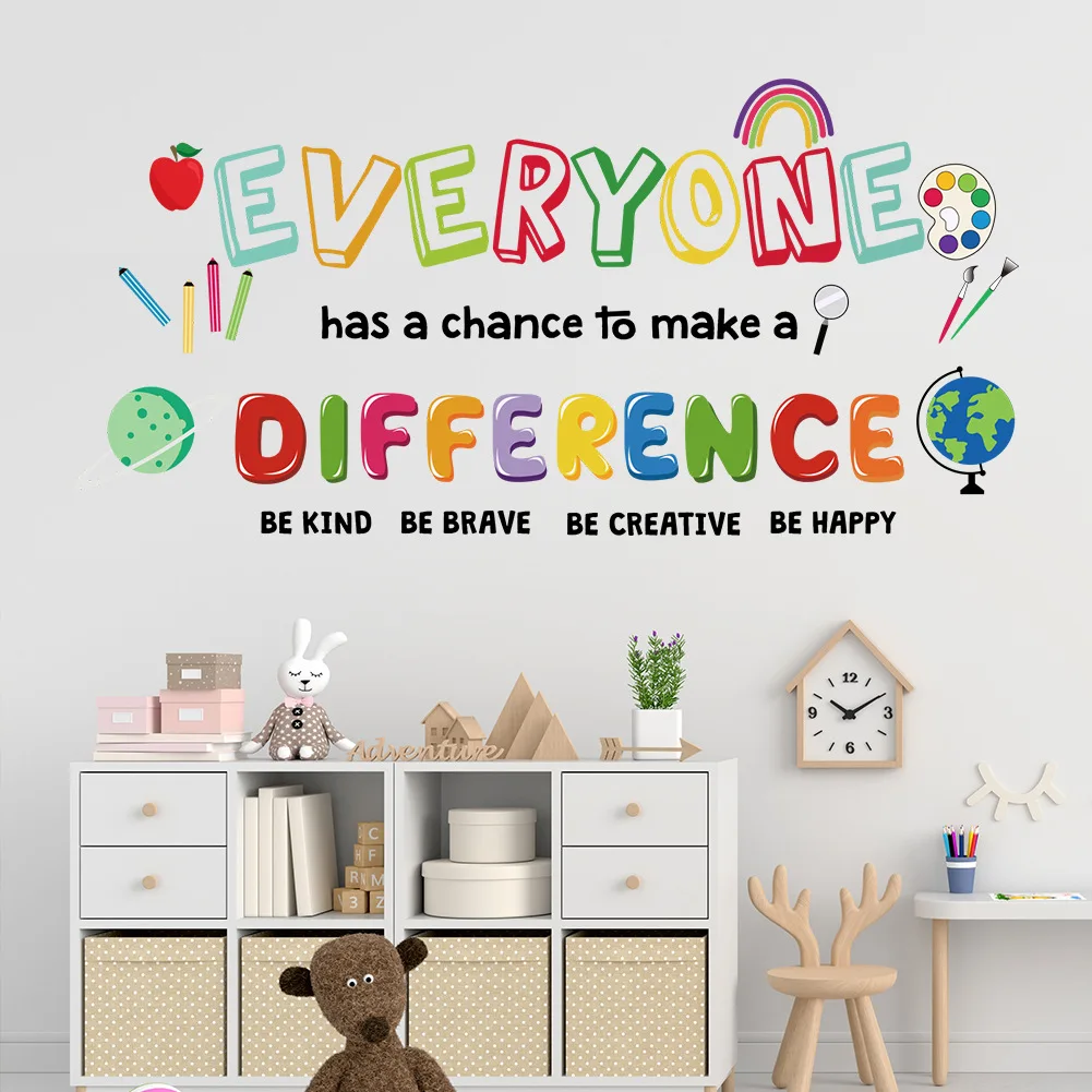 Creative Inspirational slogan sticker for kids room school decoration self adhesive wall decal