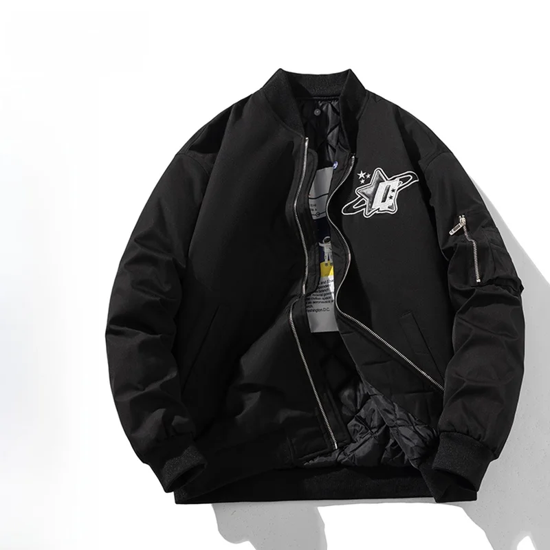 

Thiened Pilot Jaet Men's Casual Cotton Coat Loose Baseball Sle Autumn Winter Outerwear for Couples Cleanfit Design