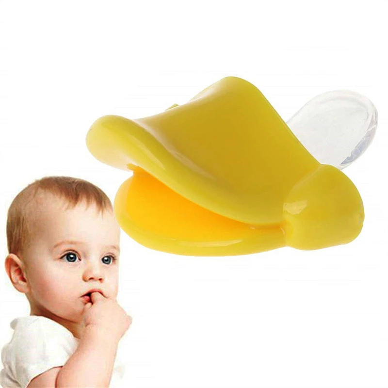 

1/10pcs Silicone Funny Nipple Pacifier Baby Pacifier Toddler Nipples Baby Orthodontic Teeth Lips Kiss Yellow Duck Feeding