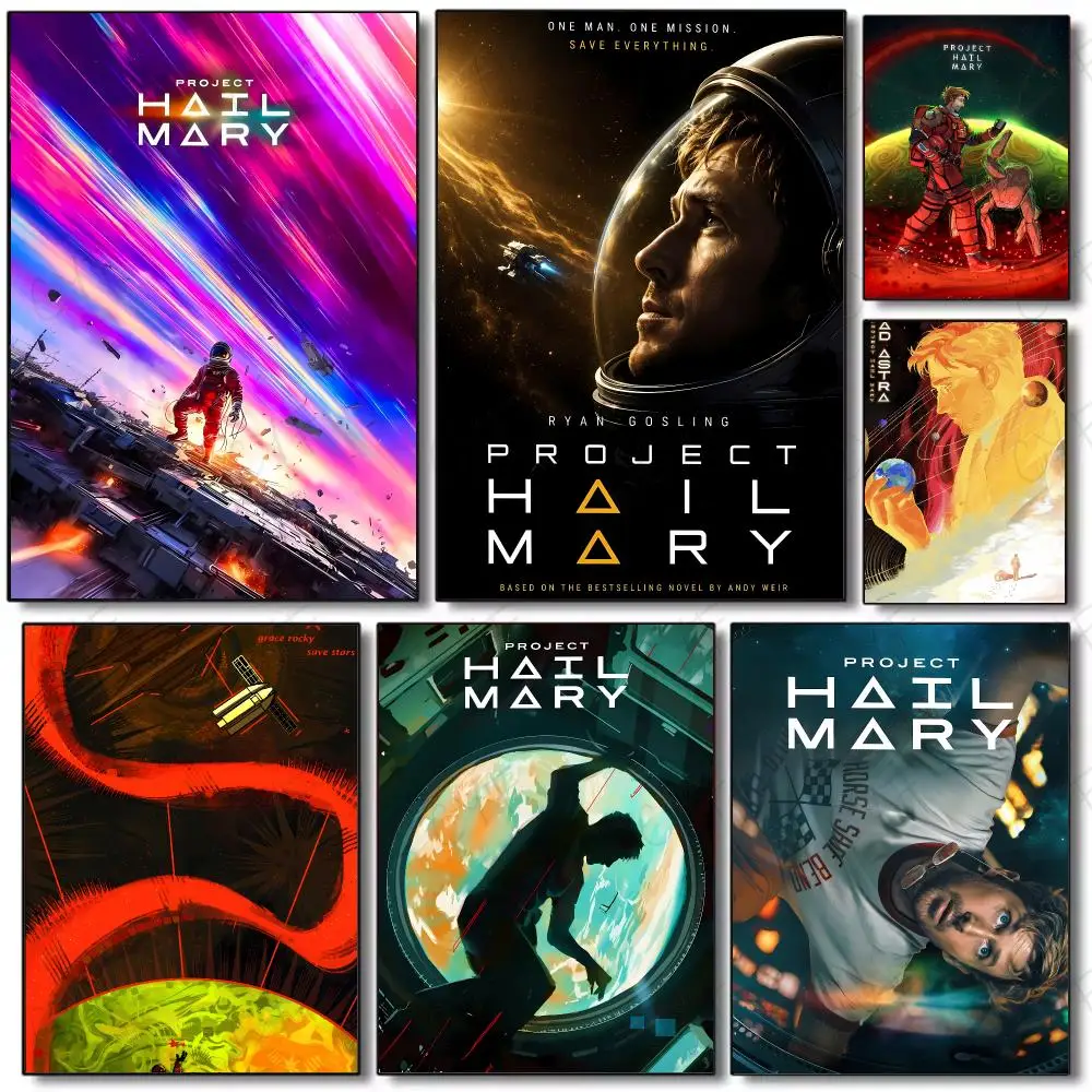 Sci-Fi Adventure Novel P-Project Hail Mary Poster Painting Wall Art Mural for Living Room Home Decor and Gifts
