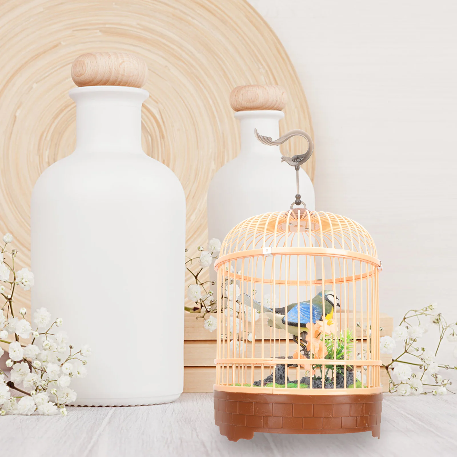 Mangeoires interactives acoustiques en plastique pour petits oiseaux, jouets en plein air