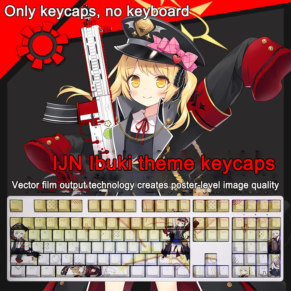 Blue Archive Keycaps Saiba Momoi 108 Keys PBT Dye Subbed Keycap Cherry Anime Cartoon Gaming Key caps For ANSI 61 87 104 108 Keys