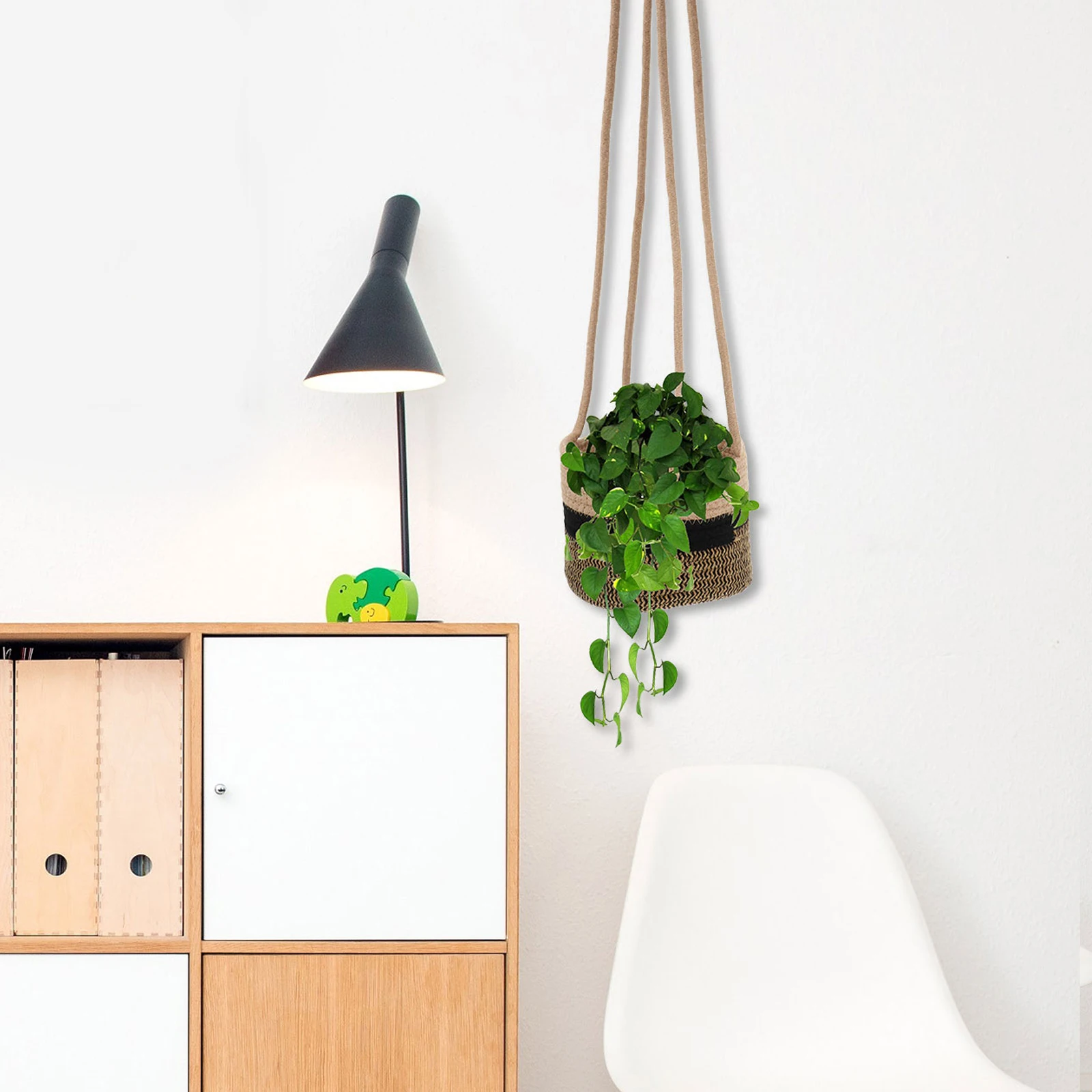 

Foldable Cotton Rope Woven Flower Basket Hanging Planter for Indoor Plants Decorative Home Office Wall Mounted Storage Organizer