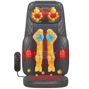 Image Upgrade Electric Full Body Massage Chair Neck Back Waist Massage Cushion Heat Vibrate Kneading Leg Massage Pad Seat Relaxation