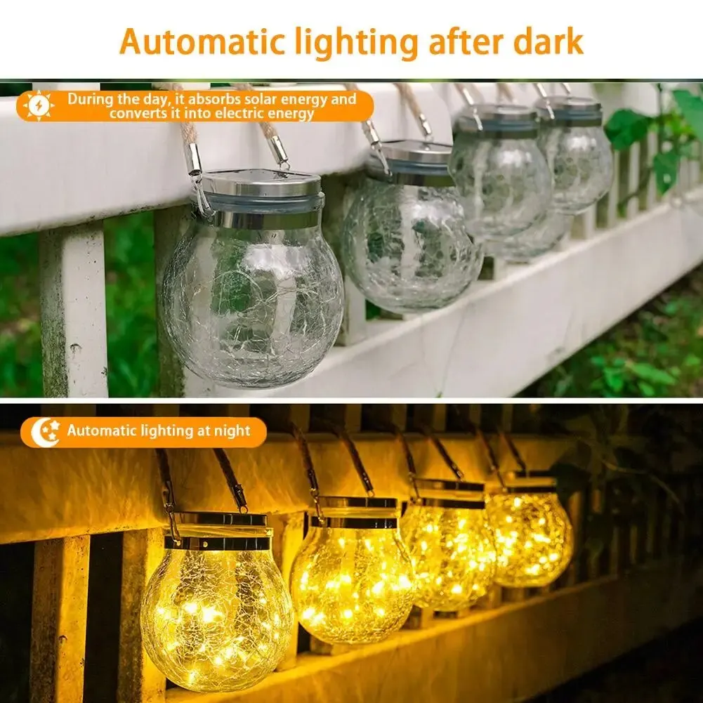 Romantische Solar Crack Ball Glazen Pot Licht Kleurrijke Kerst Lamp Nachtlampje Voor Buitenverlichting Tuindecoratie