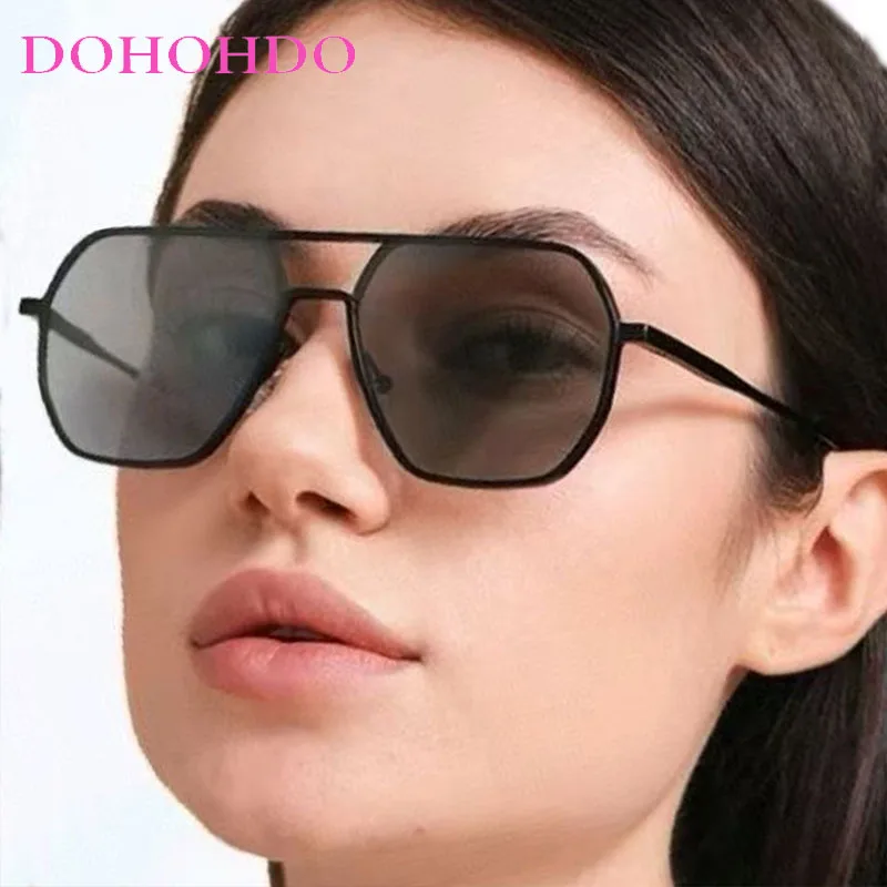 

Punk Pilot Double Bridge Metal Pilot Frame Women Sunglasses Luxury Brand Design Men Sunglass Outdoor Drive Travel Eyewear UV400