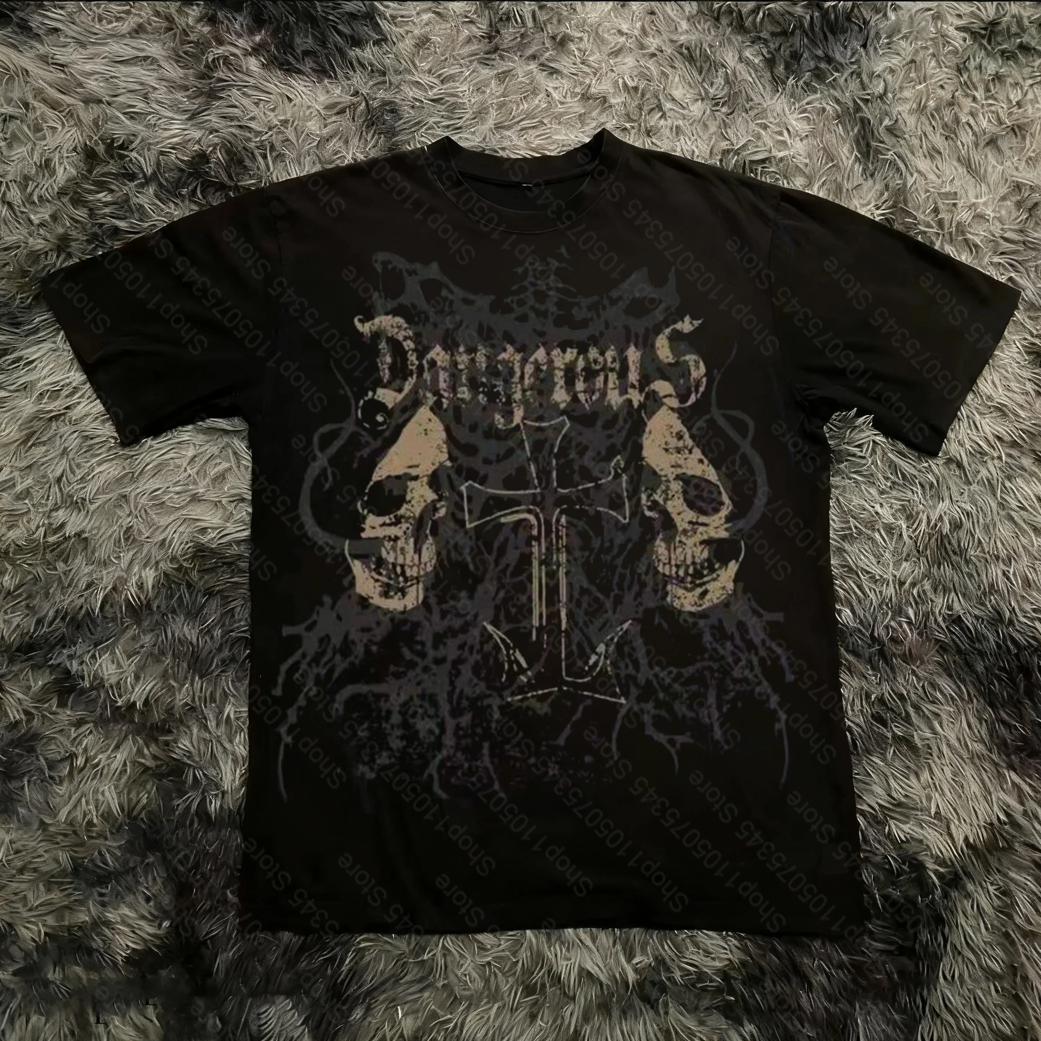 Retro Classic Gothic Style T-shirt Print Oversized Shirt High Street Shirts Gothic Round Neck Cotton Tops New Mens Women T Shirt image 4