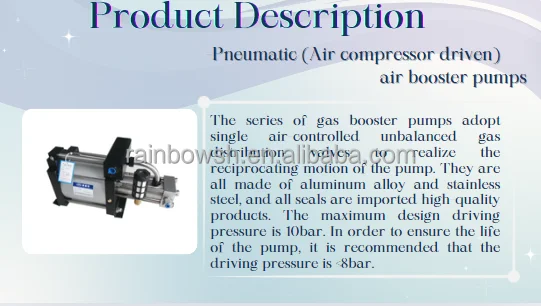 Pneumatic (Air compressor driven) air booster  system  pumps