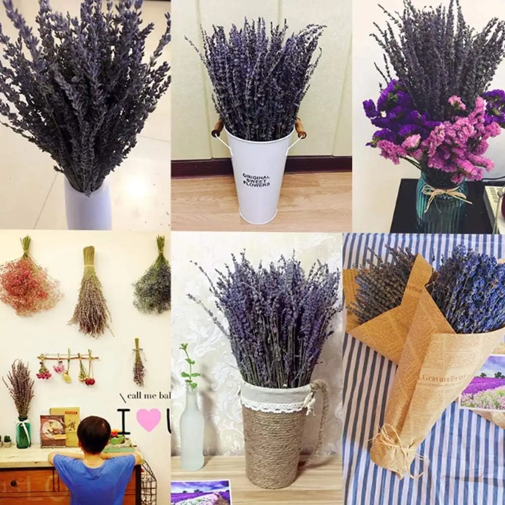 

100pcs Lavender Natural Dried Flowers Bouquet Wedding Party Decoraion Handmade Flower Flowers Home Decor, Handmade Vase Dried