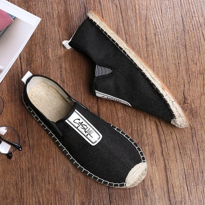 

Linen Male Casual Shoes Loafers Mens Flats Weaving Fisherman Shoes Men's Handmade Flats Espadrilles Elegant Driving Shoes Men
