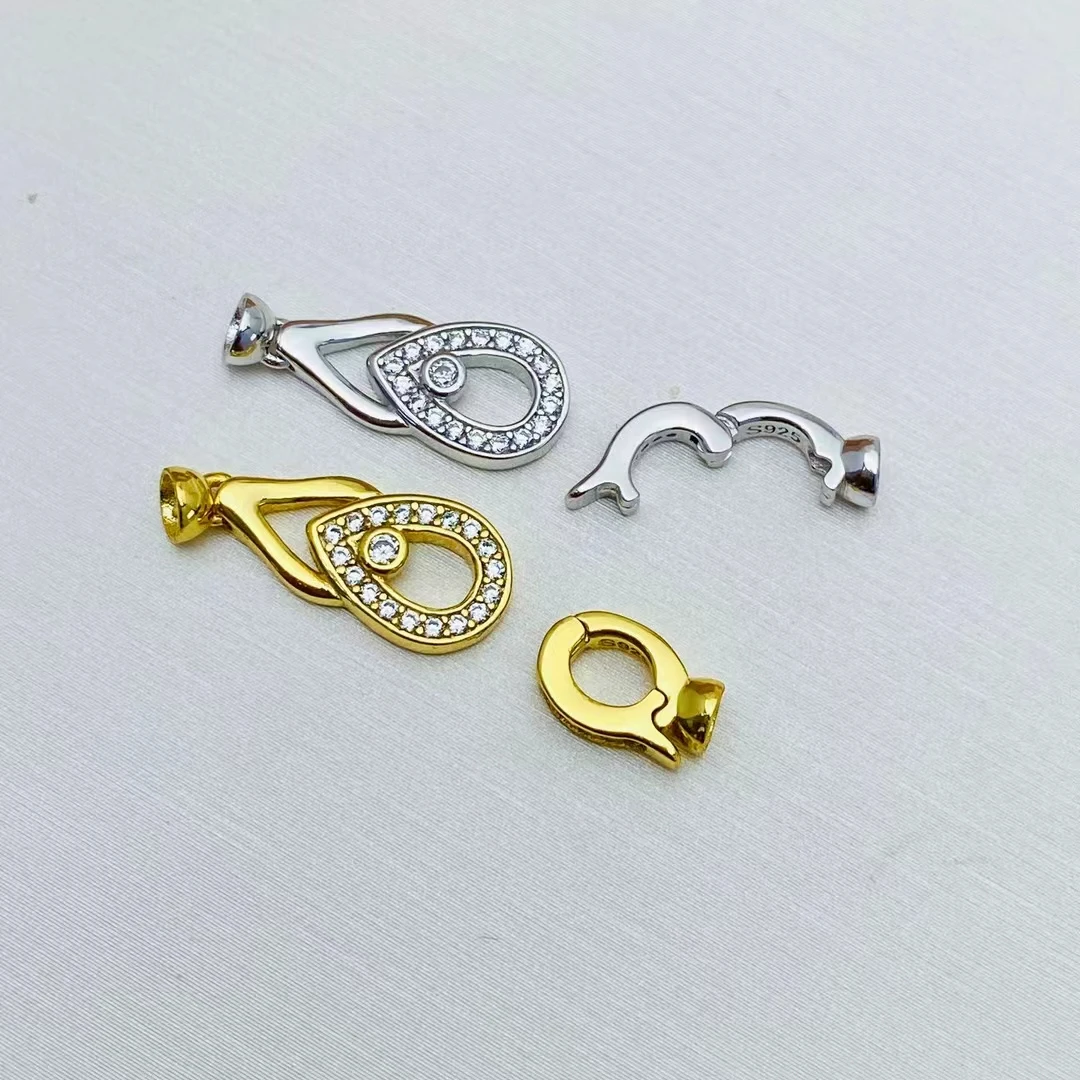 Wholesale DIY 925 Sterling Silver Necklace Bracelet Clasp Hook Accessories for 5-15mm Pearls 5pcs/lot